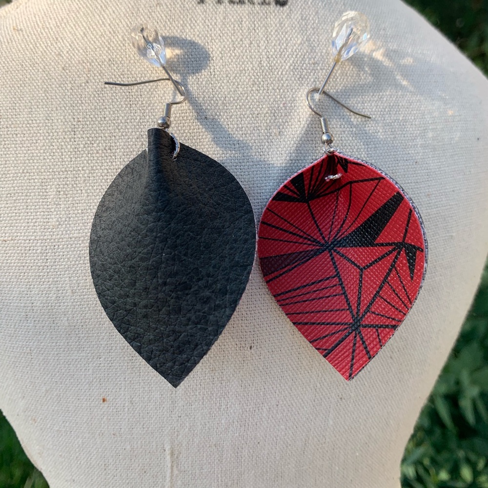 Faux Leather Geometric Earrings
